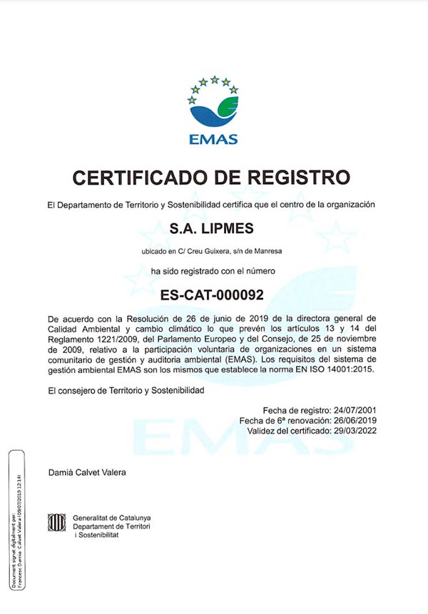 Certificado EMAS